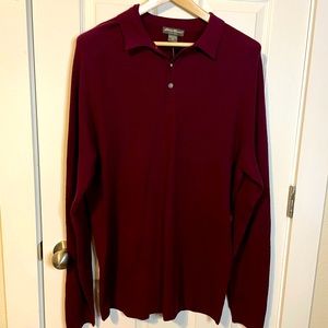 NWT Eddie Bauer men’s long sleeve burgundy knit polo sweater sz XL TALL